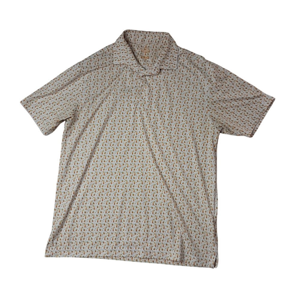 Rhoback Polo Mens Large White Orange Drink Cocktail Performance Golf Tropical